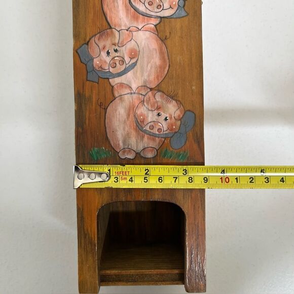 Vintage Wood Pig Tea Bag Dispenser Holder Hinged Latch Country Kitchen 16.5 Inch - Picture 13 of 15